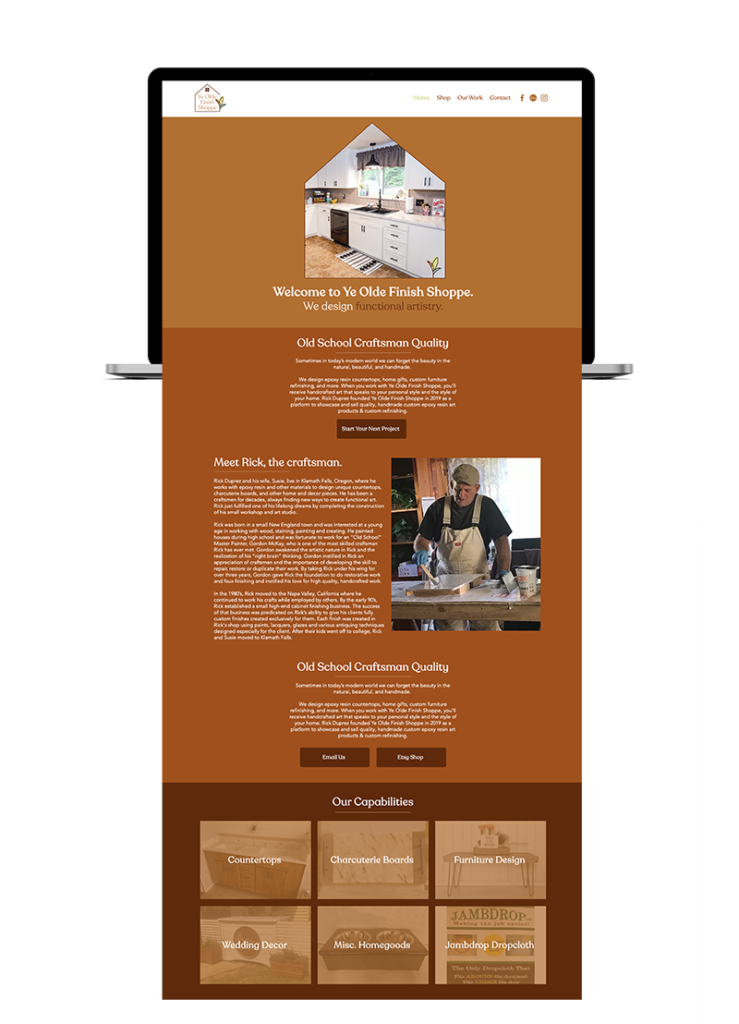 Wix website design for a home design business