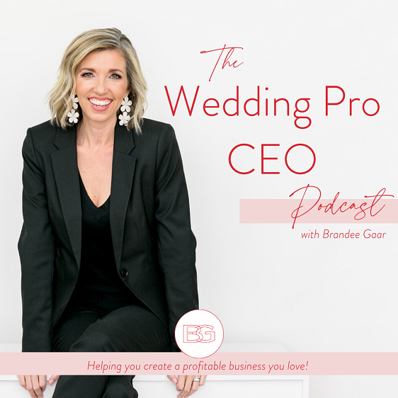 Photo of Brandee Gaar and branding for The Wedding Pro CEO Podcast