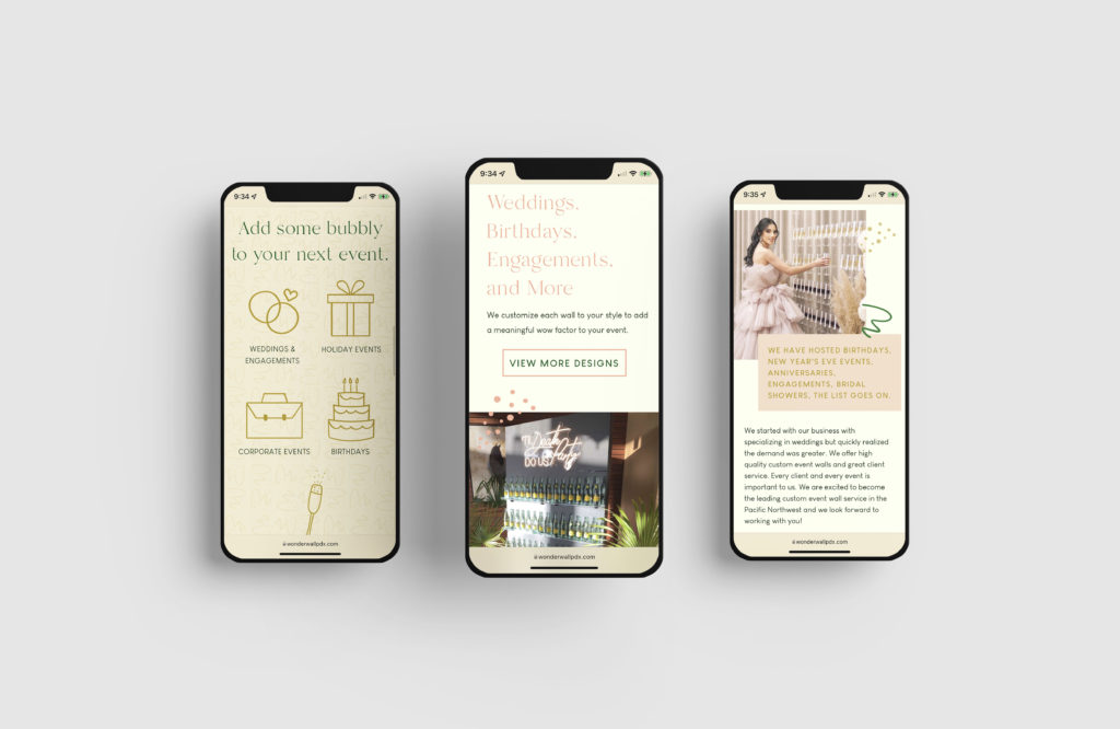 Mobile website design for Wonderwall Designs in Portland, Oregon