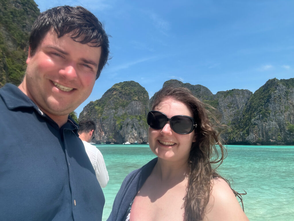 Emily Foster Creative Honeymooning in Thailand. Emily Foster and Shane Keller at Maya Bay National Park