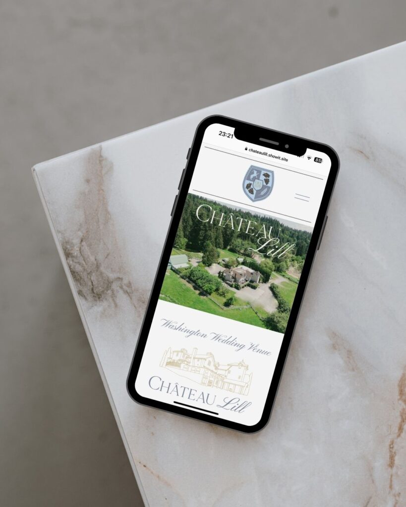 Chateau Lill's website mockup, a wedding venue