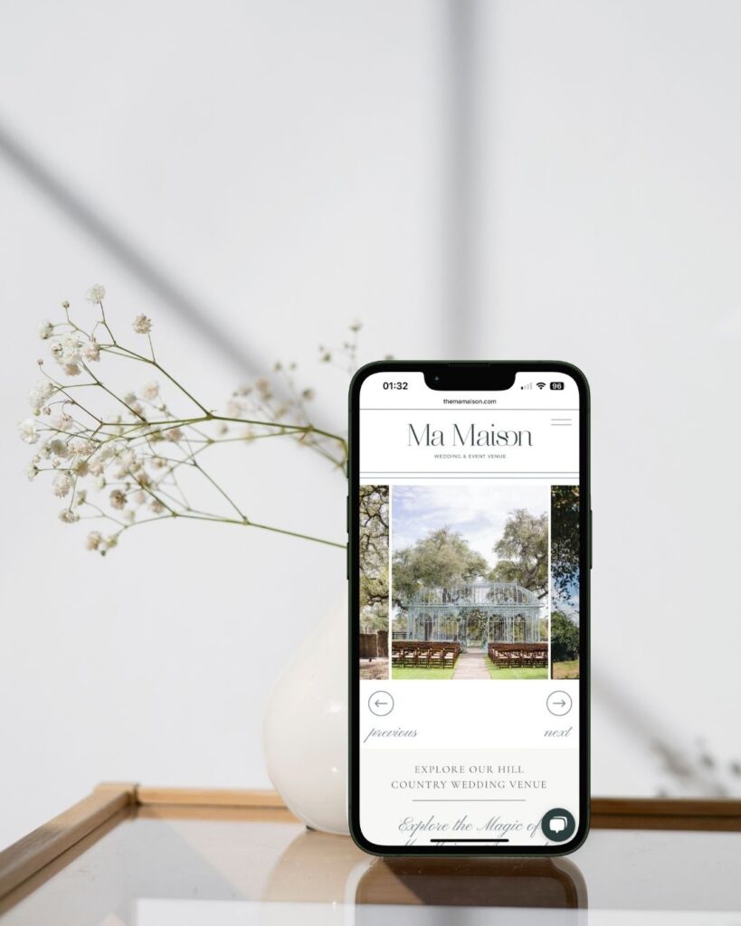 Ma Maison's website mockup, a wedding venue