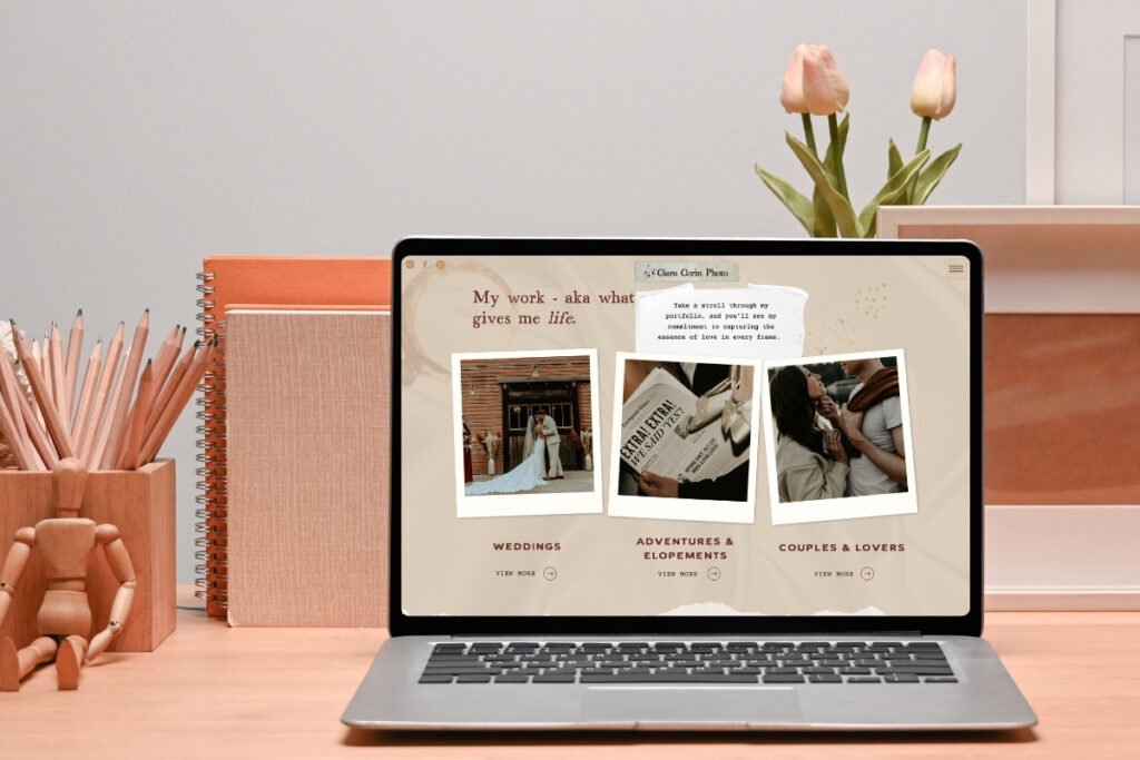 Photography portfolio page from Ciara Corin Photo showcasing wedding work