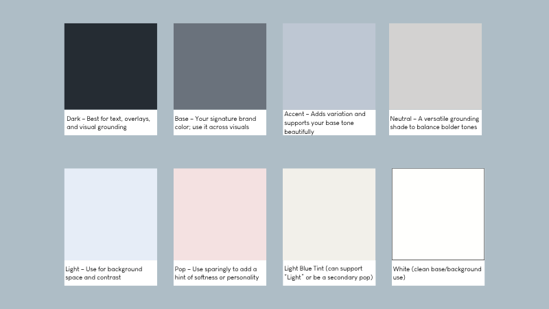 Labeled luxury brand color palette