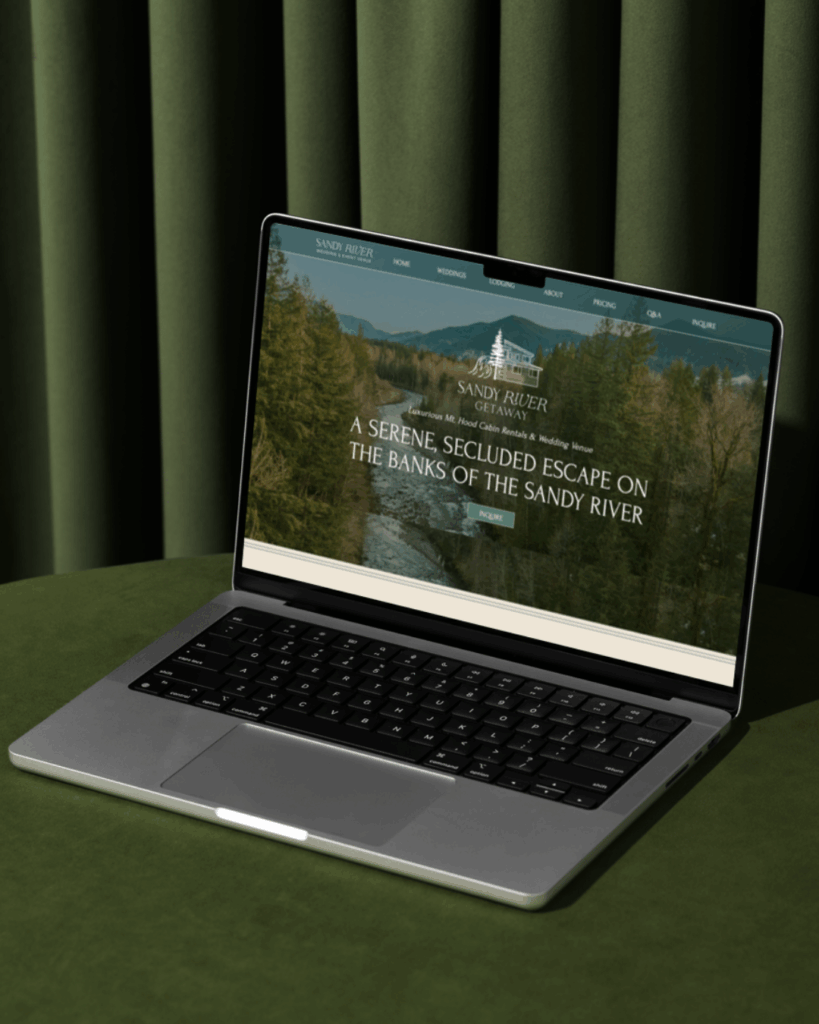 Wedding venue website design for Sandy River Getaway