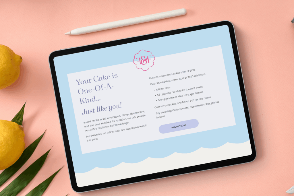 Bakery website design for Frost & Flourish