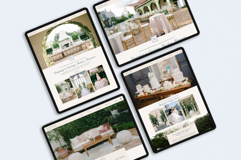 Wedding pros' seo rich website for Natasha Leigh Weddings & Events, a Luxury Wedding Planner in Austin and New Orleans