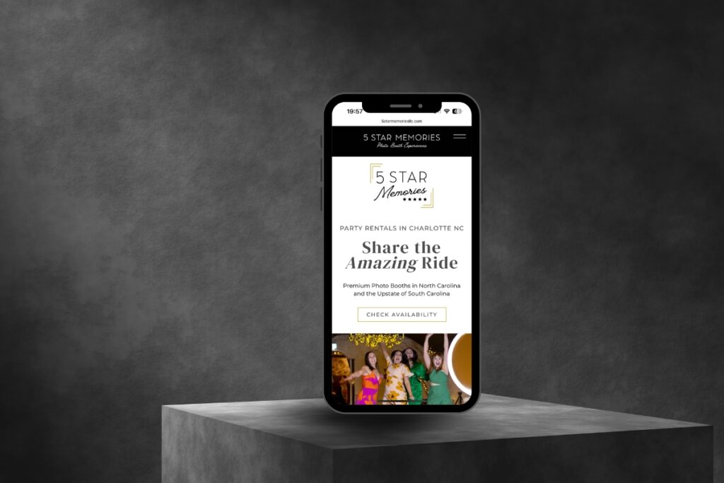 5 STAR Memories website mockup on a phone