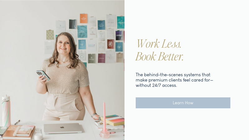 Emily standing holding her phone