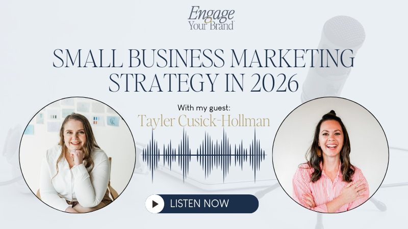 Podcast graphic about small business marketing strategy in 2026