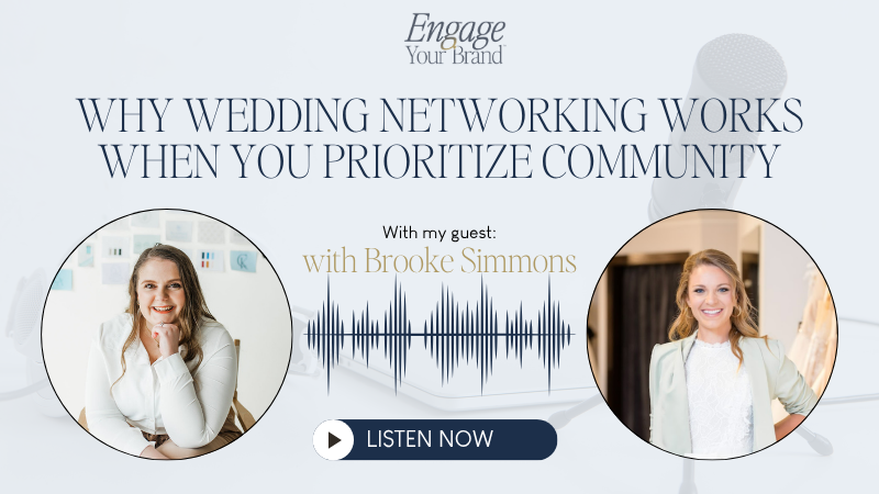 Podcast graphic for wedding networking with Brooke Simmons