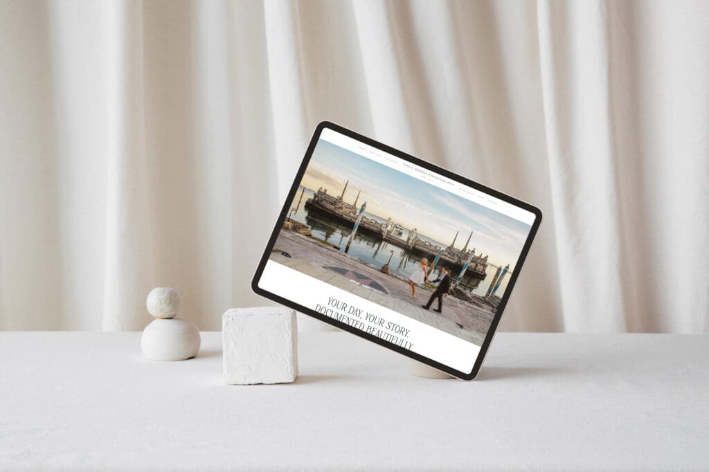 Tablet mockup showing a photography website
