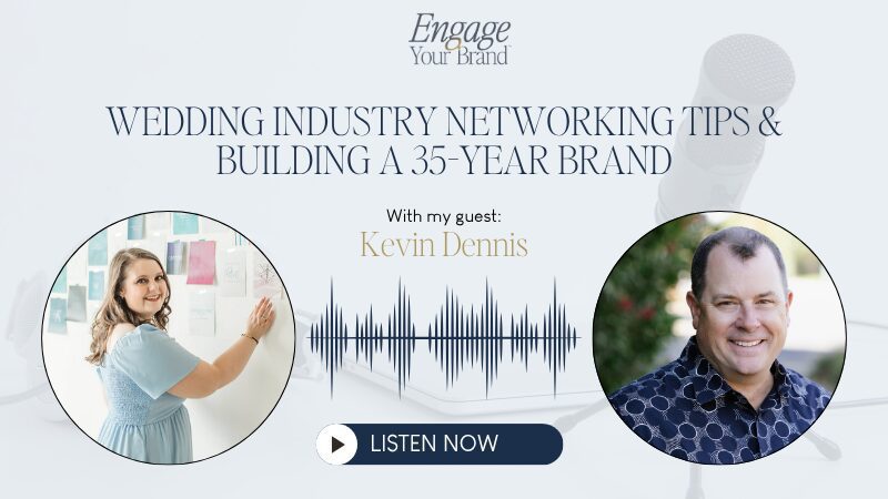 Podcast graphic about wedding industry networking and brand building
